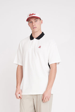 PIQUE PANEL SS POLO CHALK/BASALT