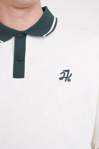 MENS CHECK PAR SS POLO CHALK
