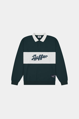 MENS PIQUE RUGBY CREW GOLF GREEN