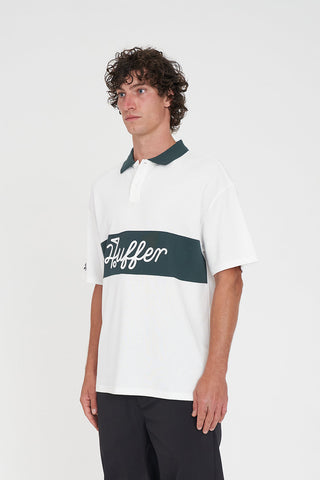 PAR LINE SS POLO CHALK/GOLF GREEN