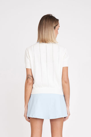 LINE KNIT POLO CHALK/ICE BLUE