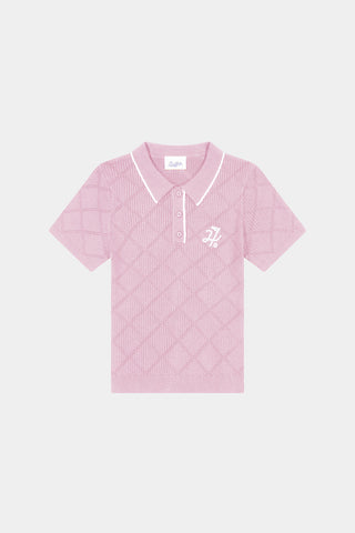 WOMENS DIAMOND KNIT POLO PETAL