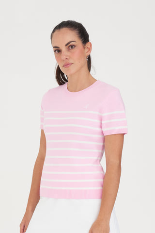 WMNS BRETON KNIT TOP CAMELLIA/WHITE